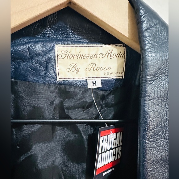 Vintage Genuine Leather Navy Blazer Style Jacket Large Front Pockets Size M - Picture 6 of 13